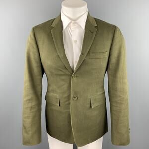 THOM BROWNE Size 38 Short Olive Cotton Notch Lapel Sport Coat
